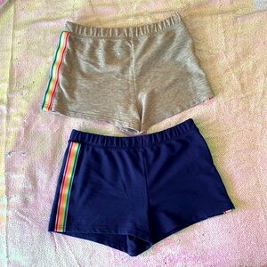 Xersion Knit Shorts Girl’s XL Rainbow Stripe Navy / Gray